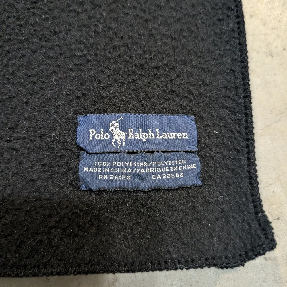 VTG Polo Ralph Lauren Polyester Scarf Black 58x11